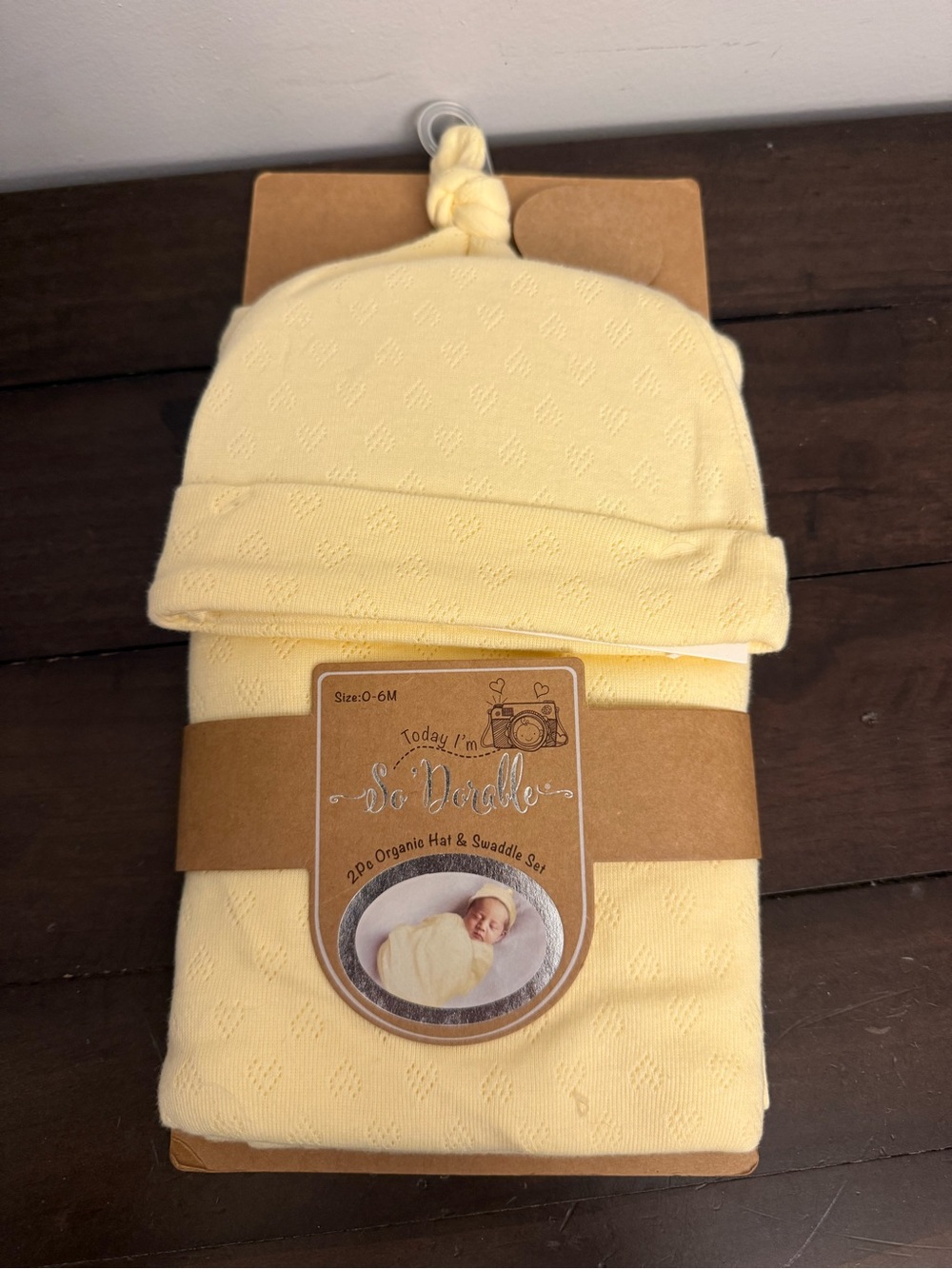 So’Dorable Organic Cotton Yellow Baby Hat & Swaddle Set 0–6 Months New